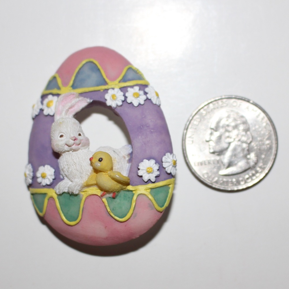 Vintage Easter Egg, Bunny and baby Chick Pin